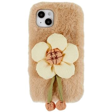 3D Plush Doll iPhone 14 TPU Pouzdro - Béžová / Květina