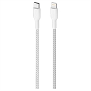 Puro Fabric Ultra-Strong USB-C / Lightning kabel - 1,2 m, 20 W - bílý