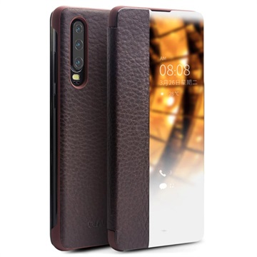 Qialino Smart View Huawei P30 Flip Leather Case - hnědá