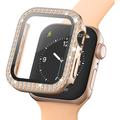 Pouzdro s Ochráncem Obrazovky Rhinestone Decorative Apple Watch SE (2022)/SE/6/5/4 - 44mm - Rose Gold