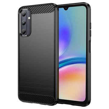 Samsung Galaxy A05s Pouzdro z Kartáčovaného TPU - Uhlíkové Vlákno - Černé