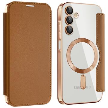 Samsung Galaxy A15 Flip Case with Card Slot - MagSafe Compatible - Brown