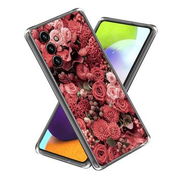 Samsung Galaxy A15 Stylové Pouzdro Ultra-Slim TPU - Červené Květy