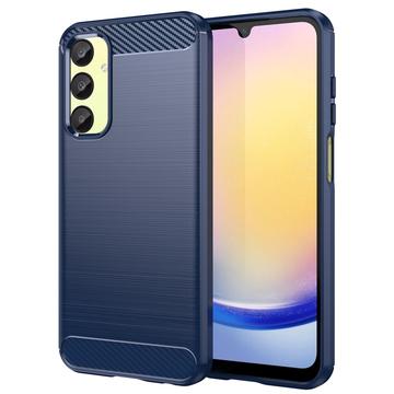 Samsung Galaxy A25 Pouzdro z Kartáčovaného TPU - Uhlíkové Vlákno - Modrý