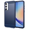 Samsung Galaxy A35 Pouzdro z Kartáčovaného TPU - Uhlíkové Vlákno - Modrý