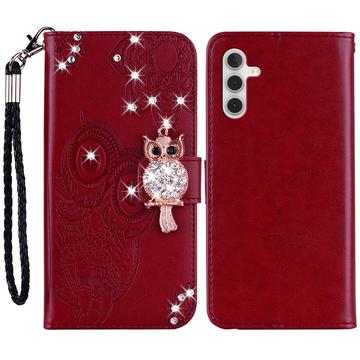 Samsung Galaxy A35 Owl Rhinestone Wallet Case