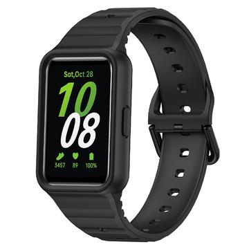 Samsung Galaxy Fit3 Náhradní Silikonový Pásek s Integrovaným Rámem - Černá