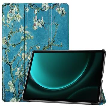 Pouzdro Smart Folio pro Samsung Galaxy Tab S9 FE+ řady Tri-Fold – Bílé květy