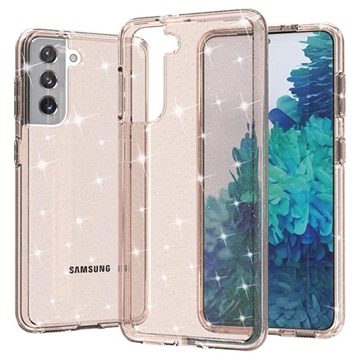 Stylové hybridní pouzdro řady Glitter pro Samsung Galaxy S21 5G – Zlato