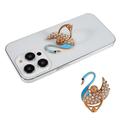 Swan Glitter Bling Phone Ring Holder Phone Ring Grip Rhinestone Stand Finger Kickstand Metal Back Grip - Baby Blue