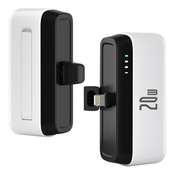 T160 Mini Portable Lightning Power Bank - PD 20W, 5000mAh - bílá