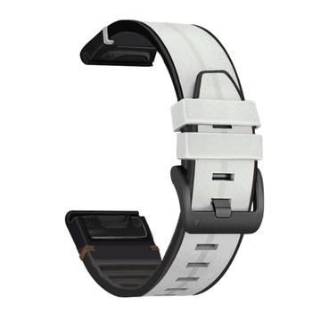 Universal Garmin 22mm Leather & Silicone Strap - White