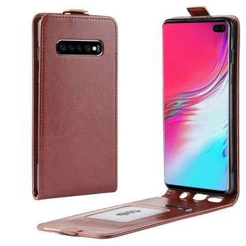 Samsung Galaxy S10 5G Vertical Flip pouzdro s držitelem karty - hnědá