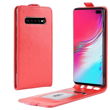 Samsung Galaxy S10 5G Vertical Flip pouzdro s držitelem karty - červená