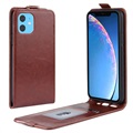 iPhone 11 Vertical Flip pouzdro se slotem karty - hnědá