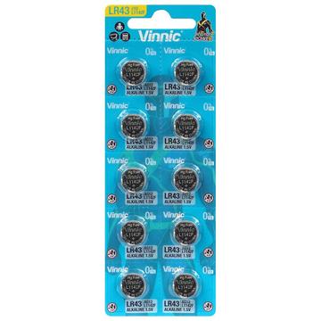 Vinnic Mini G12/LR43 Coin Cell Batteries - 10 Pcs.