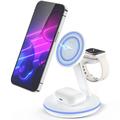 W309 3-in-1 15W Max Magnetic Wireless Charger with Ambient Light - For Apple Watch, Phone, and Earbuds