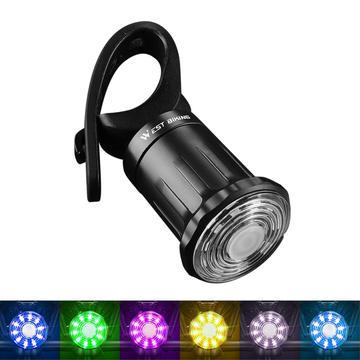 WEST BIKING YP0701331 Bright Colorful LED Bike Taillight Bicycle Smart Tail Light Cycling Accessories Safety Lamp - Install On Tube