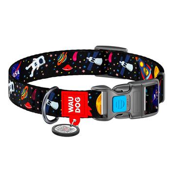 Waudog Nylon Dog Collar with QR Code - Size L - NASA