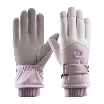 Windproof Outdoor Winter Touch Screen Gloves - Women - Purple / White