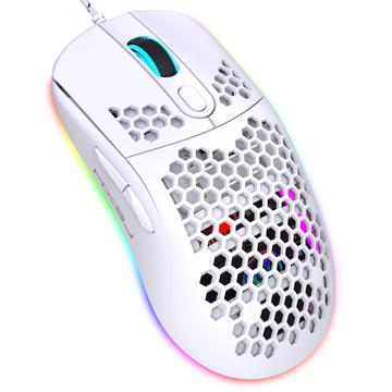 X600 Honeycomb RGB USB Wired Gaming Mouse w. Programmable Buttons - White