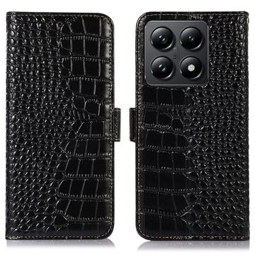 Crocodile Série Xiaomi 14T Kožené Pouzdro na Peněženku s RFID