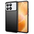 Xiaomi Redmi K70/K70 Pro/Poco F6 Pro Pouzdro z Kartáčovaného TPU - Uhlíkové Vlákno - Černé