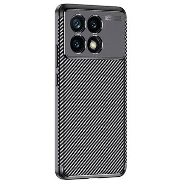 Xiaomi Redmi K70E/Poco X6 Pro Beetle Uhlíkové Vlákno TPU Pouzdro - Černé