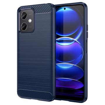 Xiaomi Redmi Note 12/Poco X5 Pouzdro z Kartáčovaného TPU - Uhlíkové Vlákno - Modrý