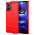 Xiaomi Redmi Note 12/Poco X5 Pouzdro z Kartáčovaného TPU - Uhlíkové Vlákno - Červené