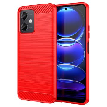 Xiaomi Redmi Note 12/Poco X5 Pouzdro z Kartáčovaného TPU - Uhlíkové Vlákno - Červené