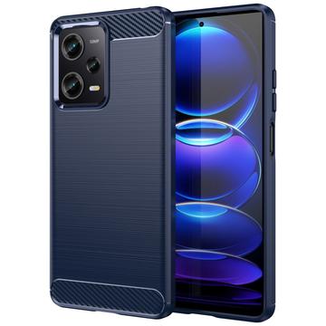 Xiaomi Redmi Note 12 Pro Pouzdro z Kartáčovaného TPU - Uhlíkové Vlákno - Modrý