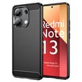 Xiaomi Redmi Note 13 4G Pouzdro z Kartáčovaného TPU - Uhlíkové Vlákno - Černé