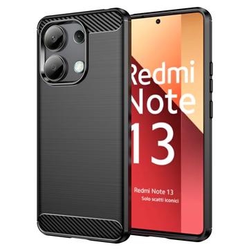 Xiaomi Redmi Note 13 4G Pouzdro z Kartáčovaného TPU - Uhlíkové Vlákno - Černé