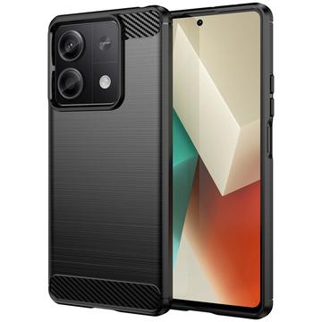 Xiaomi Redmi Note 13 Pouzdro z Kartáčovaného TPU - Uhlíkové Vlákno - Černé