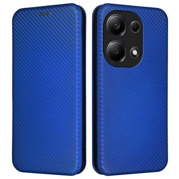 Xiaomi Redmi Note 13 Pro 4G/Poco M6 Pro Flip Pouzdro - Uhlíkové Vlákno - Modrý