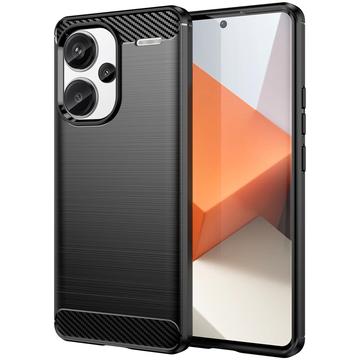 Xiaomi Redmi Note 13 Pro+ Pouzdro z Kartáčovaného TPU - Uhlíkové Vlákno - Černé