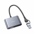 YESIDO HM15 USB / Type-C to VGA + HD Adapter HDTV Dual Monitors Mirroring Adapter