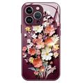 iPhone 14 Pro Flower Bouquet Hybrid Case - Wine Red