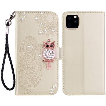 iPhone 14 Pro Max Owl Rhinestone Wallet Case