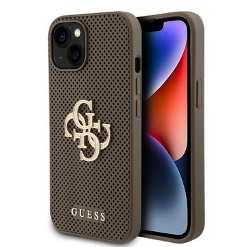 iPhone 15 Guess s perforovaným 4G třpytivým logem - Taupe