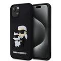 iPhone 15 Karl Lagerfeld 3D gumové pouzdro Karl & Choupette NFT - černé