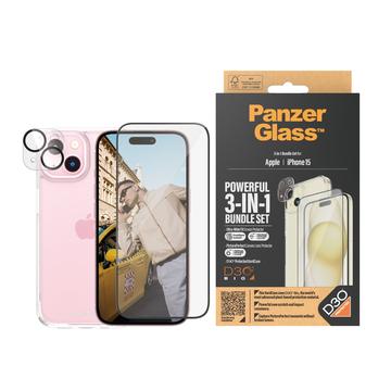 Ochranný balíček 3 v 1 pro iPhone 15 PanzerGlass – Průhledný