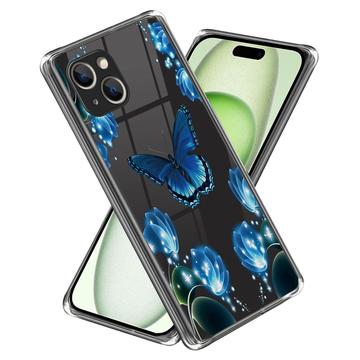 iPhone 15 Plus Stylové Pouzdro Ultra-Slim TPU - Motýl a Květiny