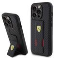 Pouzdro iPhone 15 Pro Max Ferrari Carbon Grip Stand Case - černé