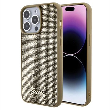 iPhone 15 Pro Max Guess Disco Metal Script Logo Case - Gold