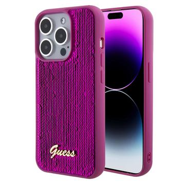 iPhone 15 Pro Max Guess Sequin Script Logo Case - Magenta