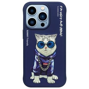 iPhone 15 Pro Max Nimmy Friends Glasses Cool Cat Case - Blue