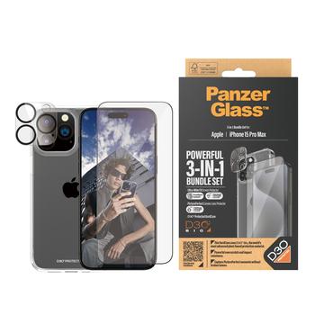 Ochranný balíček 3 v 1 pro iPhone 15 Pro Max PanzerGlass – Průhledný