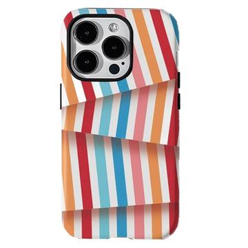 iPhone 15 Pro Max Stripes Detachable 2-in-1 Hybrid Case - Rainbow